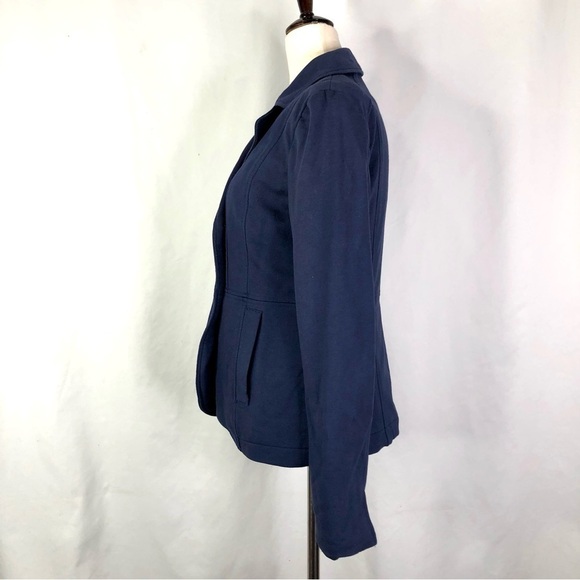 H&M navy blazer double breasted equestrian style jersey knit cotton poly 10 - Picture 5 of 11